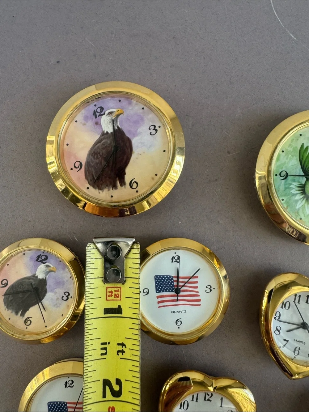 Gold-Tone Assorted Decorative Mini Clocks - Set of 9